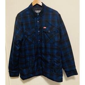 Dixxon Flannel Co Men's Form And Function Shirt Jacket L Blue Black Plaid D-Tech
